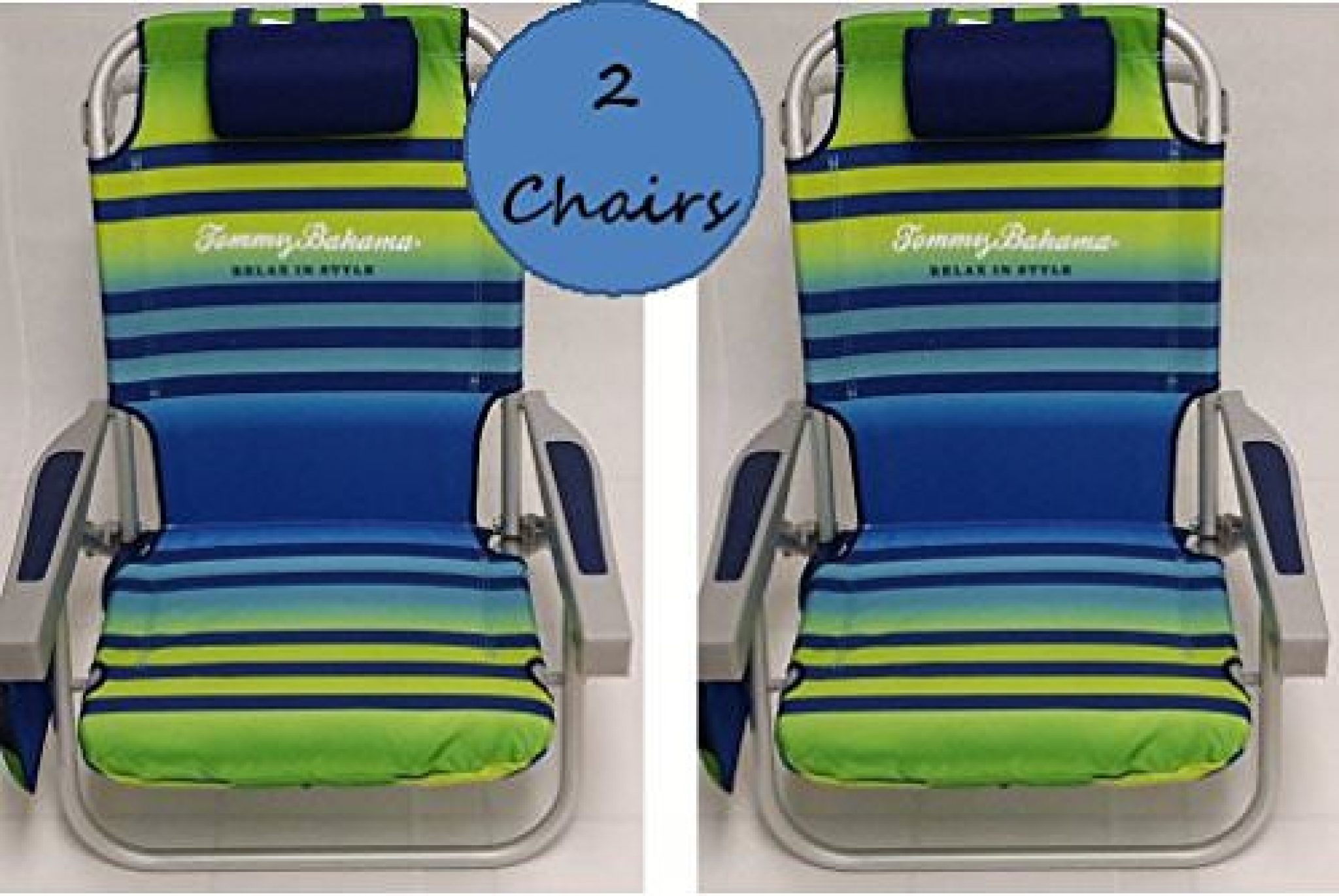 2 Tommy Bahama 2015 Backpack Cooler Chairs with Storage Pouch and Towel