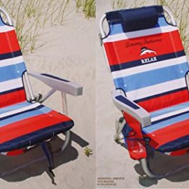 2 Tommy Bahama 2015 Backpack Cooler Chairs with Storage Pouch and Towel Bar- red/blue