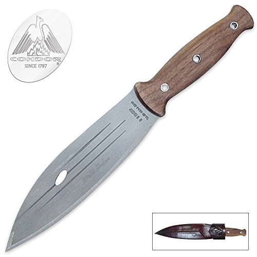 CONDOR PRIMITIVE BUSH KNIFE Hardwood  with Leather Sheath CTK
