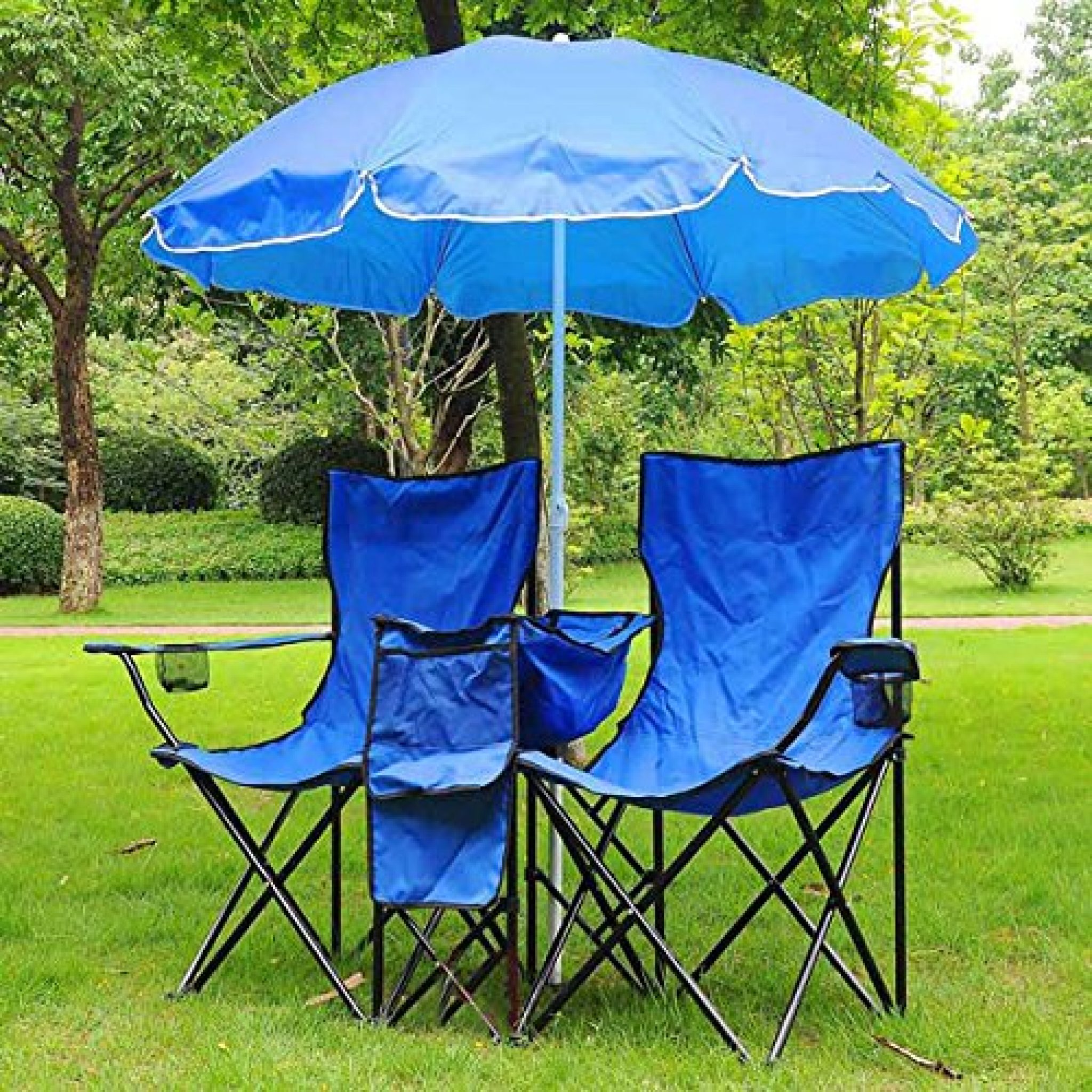 Double Camping Folding Chair and Umbrella - Camp Stuffs