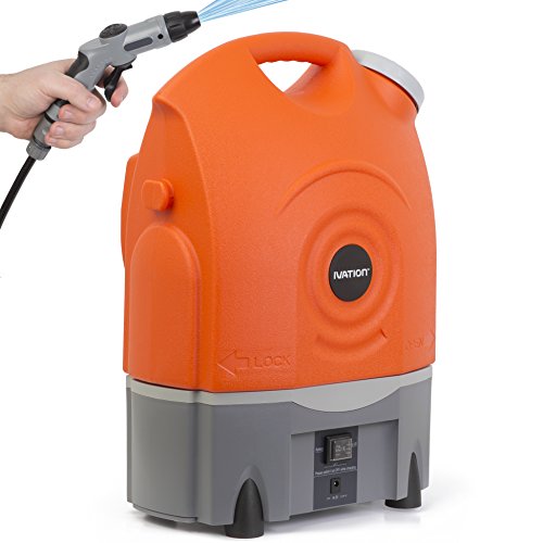 Ivation Multipurpose Electric Portable Smart Washer Water Tank w Built In Rechargeable Battery Integrated Roller Wheels Perfect for Washing Cars RVs Pets Gentle Enough to Serve as Personal Shower When