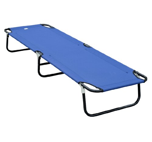 Outsunny Deluxe Folding Military style Camping Cot Blue
