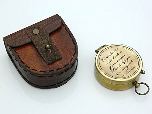 Thoreaus Go Confidently Poem Engraved on Working Solid Brass Pocket Compass