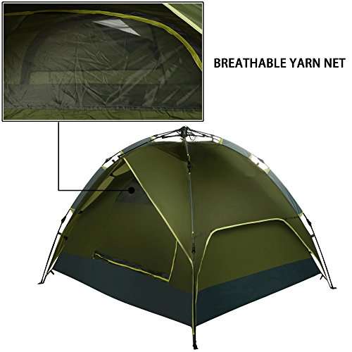 Ancheer Camping Tent Army Green Double Layers   Person Quick Pop Up Waterproof Hiking Portable Tent