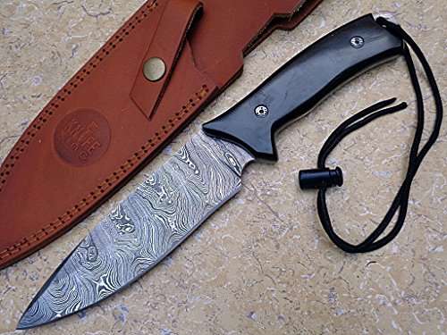 Knife King Damascus hunting bowie knife Micarta handleRazor sharp Solid quality hunterComes with a sheath