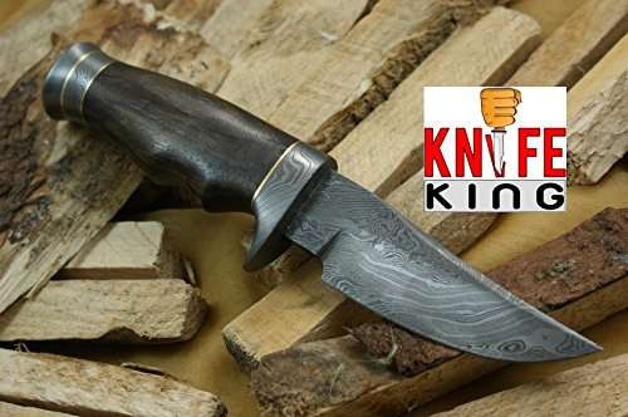 Knife King Desert Storm Damascus Handmade Hunting Knife. Comes With a